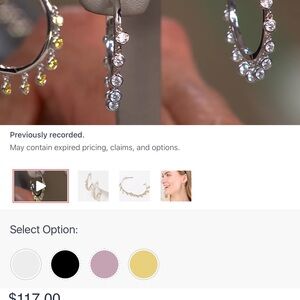 NWOT Diamonique x Kathy Levine Fringe Hoop Earrings Sterling Silver All Clear